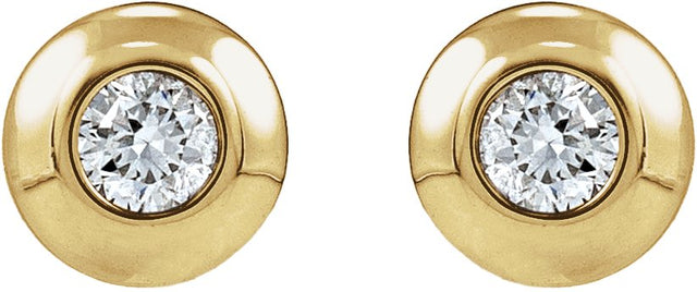 14K Gold Lab-Grown Diamond Round Bezel-Set Stud Earrings – 1.5-5.2mm Stones - Yellow Gold