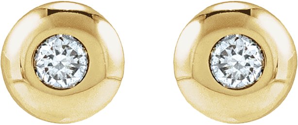 14K Gold Natural Diamond Round Bezel-Set Stud Earrings – 1.5-5.2mm Stones - Yellow Gold
