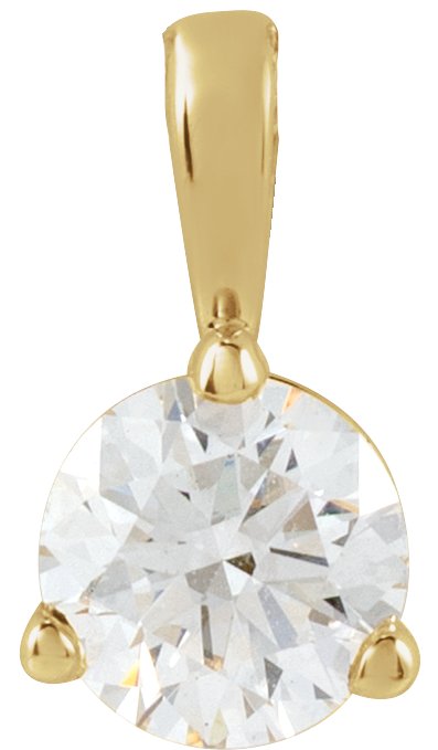 14K Gold Round Natural Diamond Solitaire Necklace or Pendant - Yellow Gold