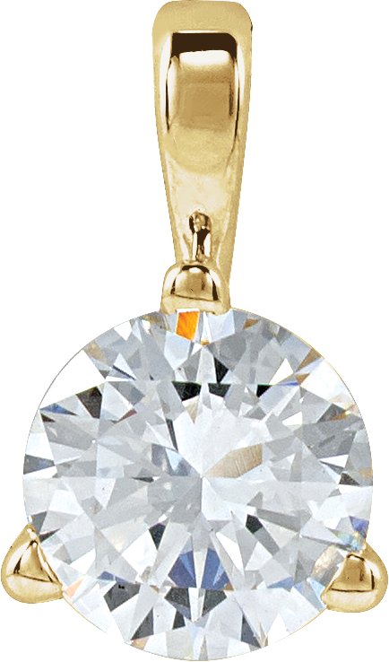 14K Gold Round Lab-Grown Moissanite Solitaire Necklace or Pendant - Yellow Gold