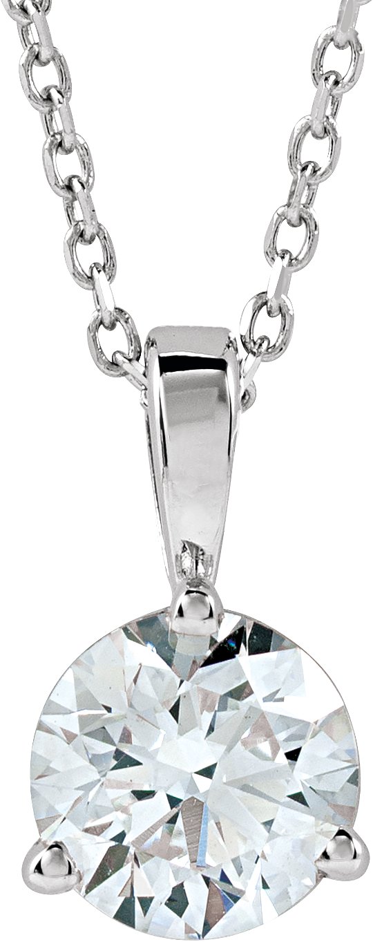 Platinum Round Natural Diamond Solitaire Necklace or Pendant