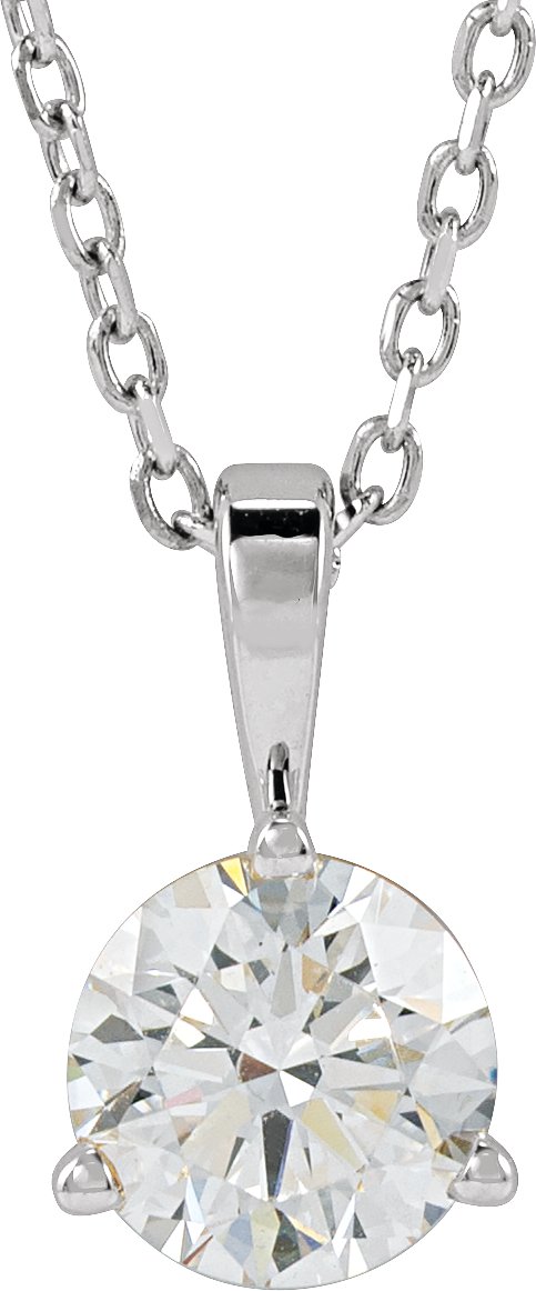 Platinum Round Natural Diamond Solitaire Necklace or Pendant