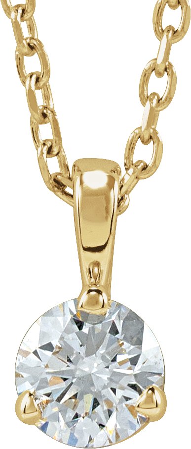 14K Gold Round Lab-Grown Diamond Solitaire Necklace or Pendant - Yellow Gold