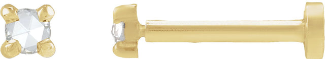14K Gold Natural Diamond Round Rose-Cut 4-Prong Claw Stud Earrings - Yellow Gold