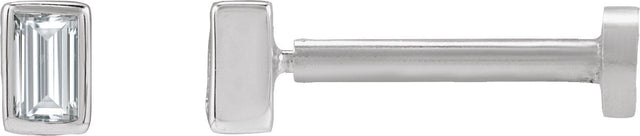 14K Gold Lab-Grown Diamond Straight Baguette Bezel-Set Stud Earrings – 3x1.5mm - White Gold