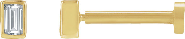 14K Gold Natural Diamond Straight Baguette Bezel-Set Stud Earrings – 2.5x1.5mm - Yellow Gold