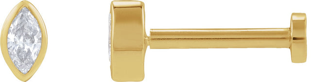 14K Gold Natural Diamond Marquise Bezel-Set Stud Earrings – 3.5x1.75mm - Yellow Gold