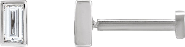 14K Gold Lab-Grown Diamond Straight Baguette Bezel-Set Stud Earrings – 3x1.5mm - White Gold