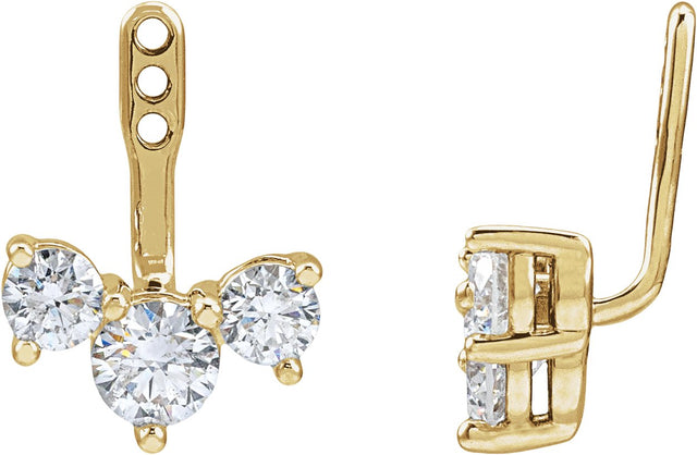 14K Gold Natural Diamond Earring Jackets - Yellow Gold