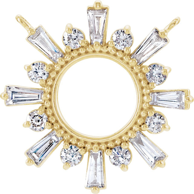 14K Gold Tapered Baguette Lab-Grown Diamond Accented Circle Necklace - Yellow Gold