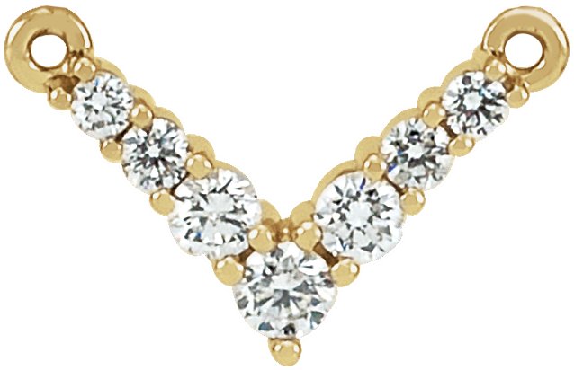 14K Gold Round Lab-Grown Diamond V Necklace - Yellow Gold