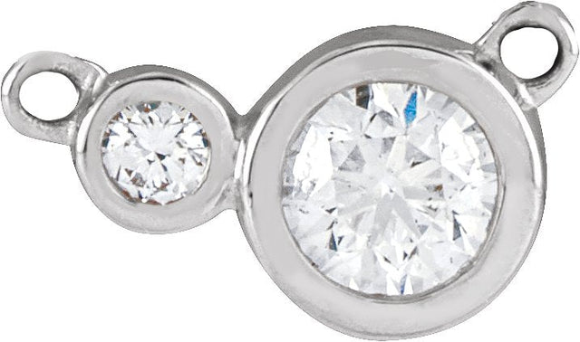 14K Gold Round Lab-Grown Diamond Accented Bezel-Set Necklace - White Gold