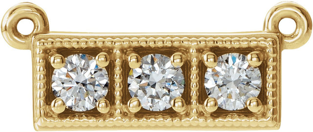 14K Gold Round Lab-Grown Diamond Three-Stone Bar Necklace - Yellow Gold