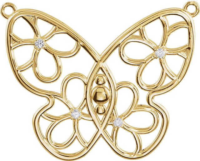 14K Gold Accented Butterfly & Floral Necklace - Yellow Gold