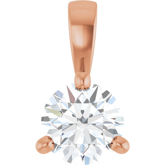 14K Gold Round Lab-Grown Diamond Solitaire Necklace or Pendant - Rose Gold