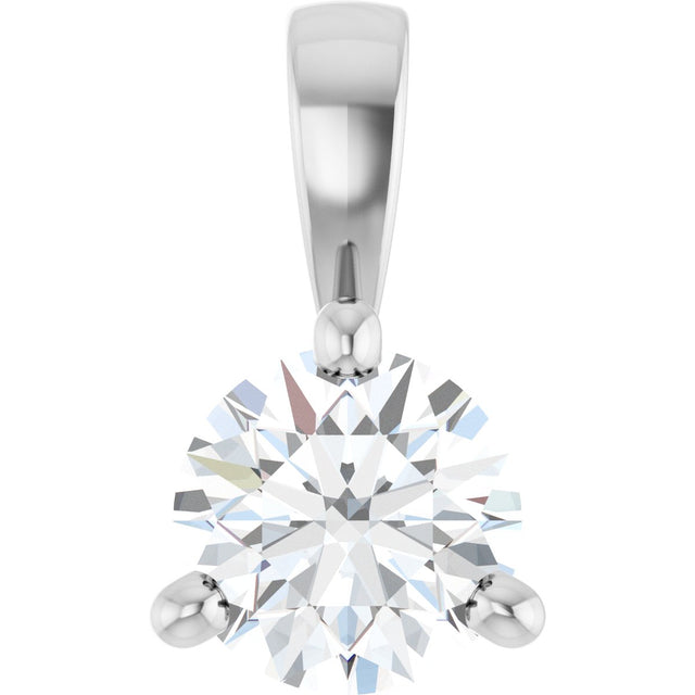 Platinum Round Natural Diamond Solitaire Necklace or Pendant