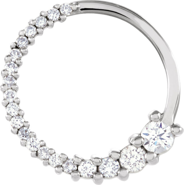 18K Gold Round Natural Diamond Graduated Journey Pendant - White Gold