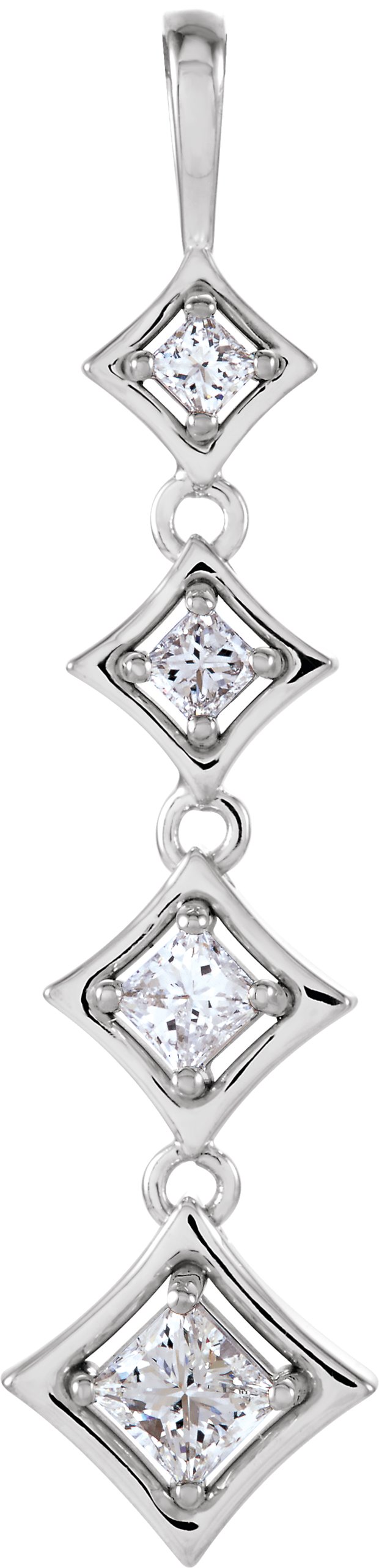 18K Gold Journey Graduated Pendant - White Gold