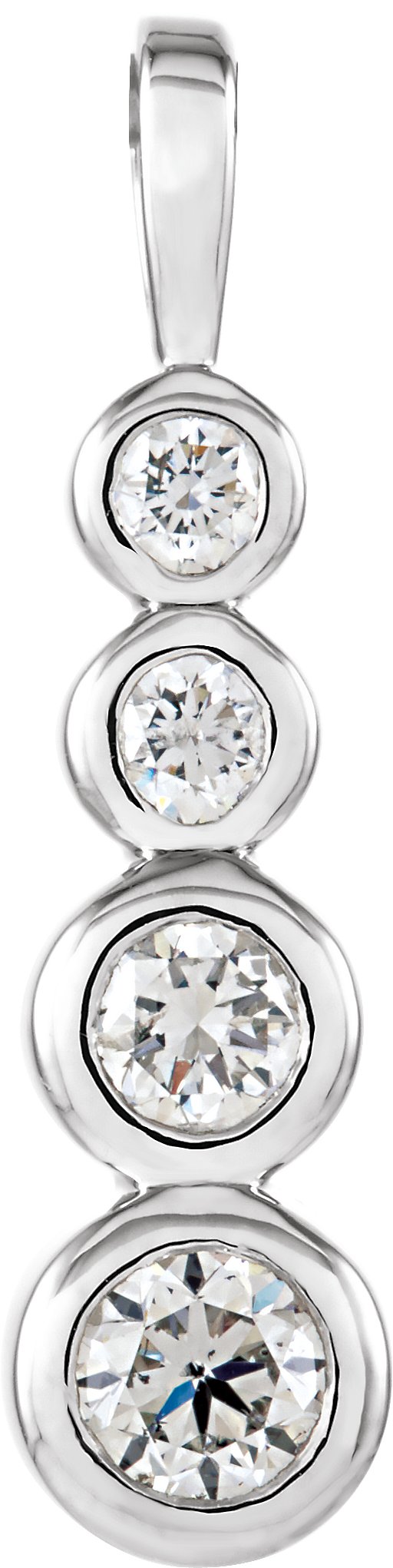 18K Gold Journey Graduated Bezel-Set Pendant - White Gold