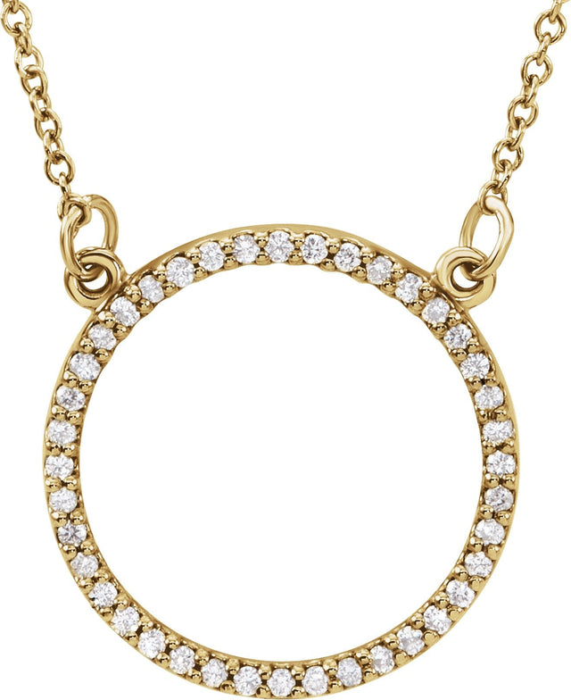 14K Gold Round Lab-Grown Diamond Petite Circle Necklace – 1/8 CTW - Yellow Gold