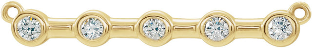14K Gold Round Natural Diamond Bezel-Set Bar Necklace – 1/6 CTW - Yellow Gold