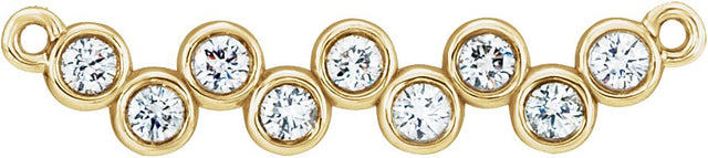 14K Gold Round Natural Diamond Bezel-Set Bar Necklace - Yellow Gold