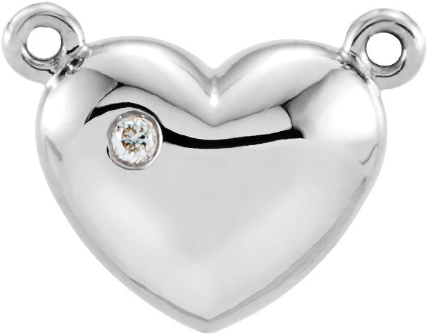 14K Gold Accented Heart Necklace – 11.4x9mm - White Gold