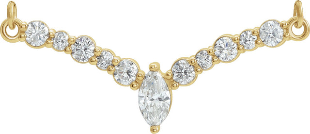 14K Gold Accented V Necklace or Necklace Center - Yellow Gold