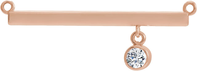 14K Gold Round Lab-Grown Diamond Bezel-Set Bar Necklace – 1/10 CTW - Rose Gold