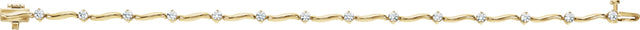 14K Gold Round Natural Diamond Line Bracelet XIII - Yellow Gold