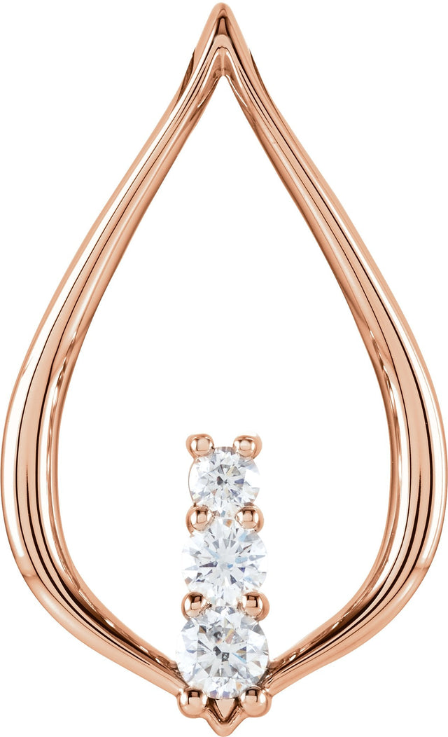 14K Gold Round Natural Diamond Three-Stone Freeform Pendant – 1/2 CTW - Rose Gold