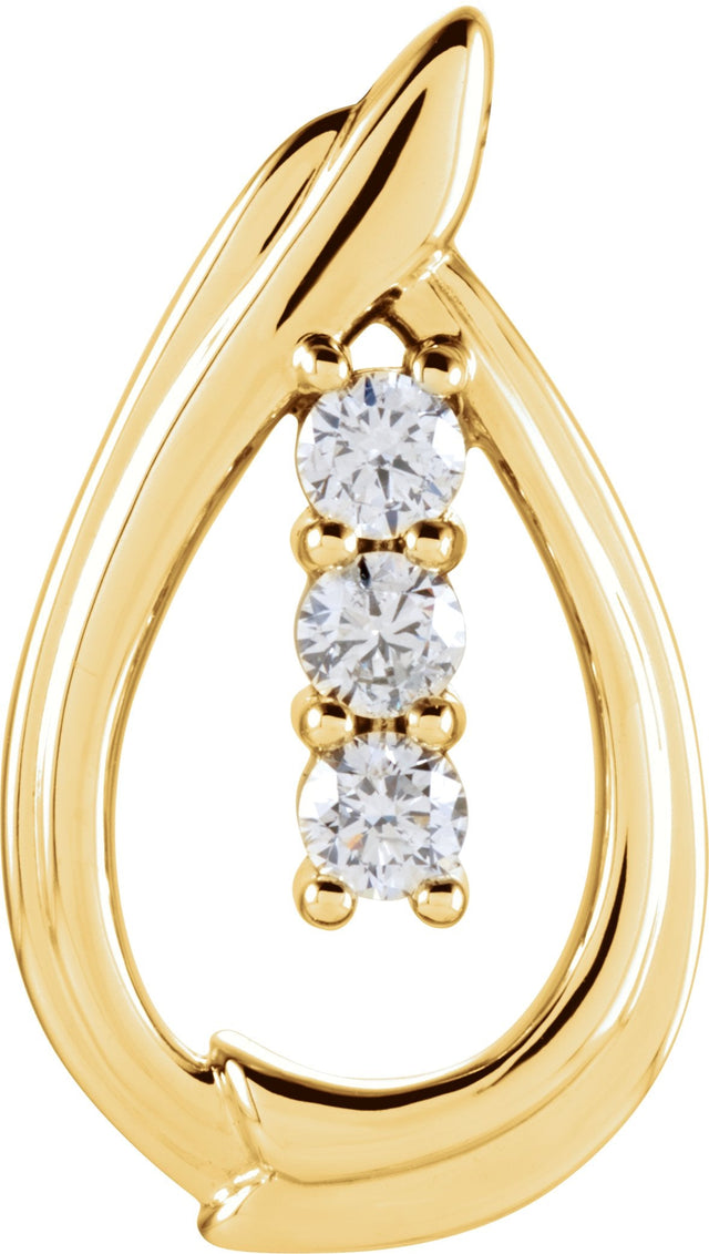 14K Gold Round Natural Diamond Three-Stone Pendant – 3/8 CTW - Yellow Gold