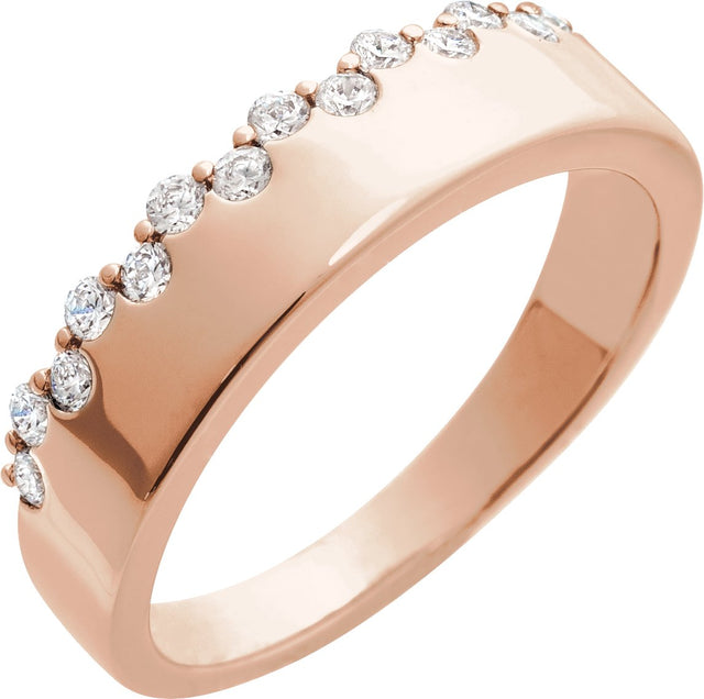 14K Gold Round Natural Diamond Accented Ring – 1.7mm Stones - Rose Gold