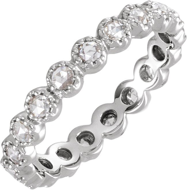 Platinum Round Natural Diamond Rose-Cut Eternity Band