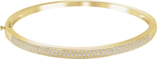 14K Gold Round Natural Diamond Pavé-Style Bangle Bracelet II - Yellow Gold