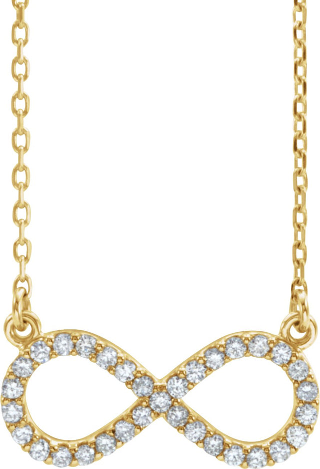 14K Gold Round Natural Diamond Infinity Necklace - Yellow Gold