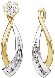 14K Gold Natural Diamond Accented Earring Jackets III - Two-Tone