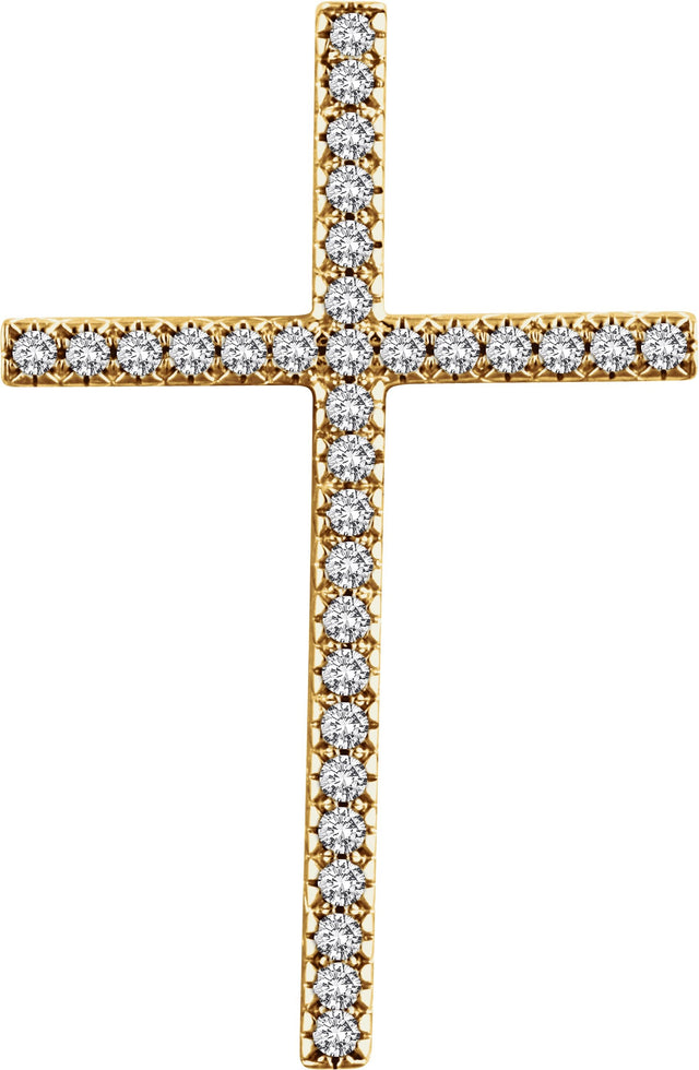 14K Gold Round Natural Diamond Cross Pendant – up to 1/4 CTW - Yellow Gold