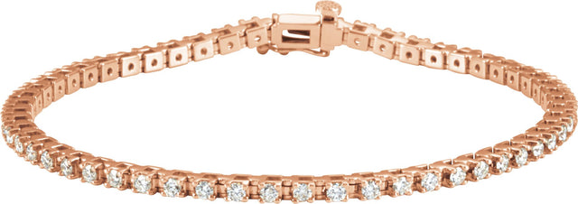 18K Gold Round Natural Diamond Line Bracelet - Rose Gold