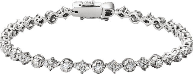 14K Gold Round Natural Diamond Line Bracelet V