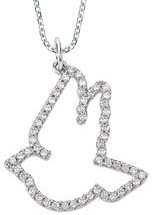 14K Gold Round Natural Diamond Dove Necklace - White Gold