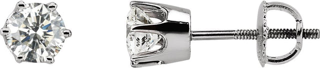 14K Gold Natural Diamond Round 6-Prong Stud Earrings – 3-6.1mm Stones - White Gold