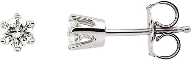 14K Gold Cubic Zirconia Round 6-Prong Stud Earrings