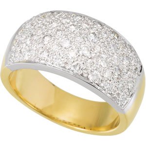 14K Gold Round Natural Diamond Micro Pavé-Style Ring - Two-Tone