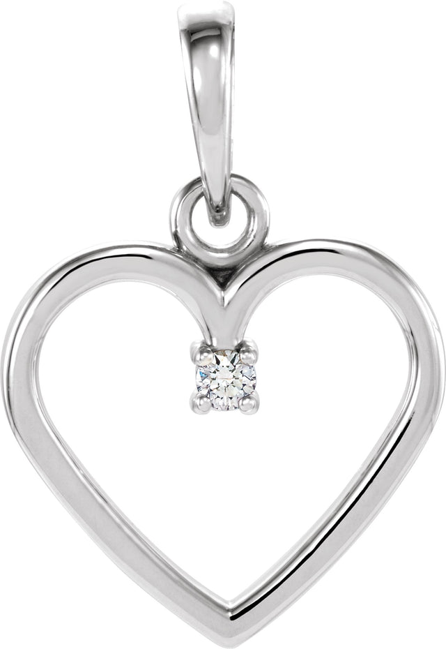 Platinum Round Natural Diamond Heart Pendant – up to 0.025 CTW