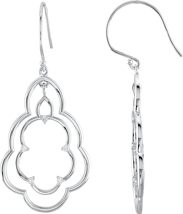 14K Gold Round Natural Diamond Freeform Earrings II