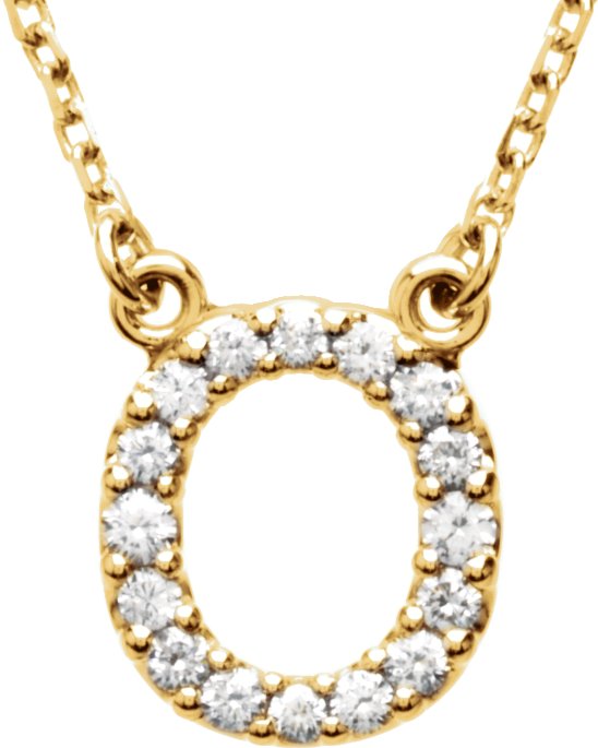 14K Gold Round Natural Diamond Initial Necklace – up to 0.08 CTW - Yellow Gold