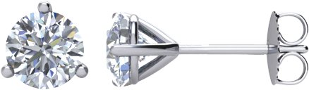 14K Gold Natural Diamond Round 3-Prong Cocktail-Style Stud Earrings - White Gold