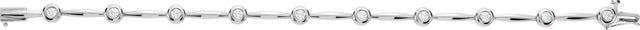 14K Gold Round Lab-Grown Diamond Accented Line Bracelet – 3mm Stones - White Gold