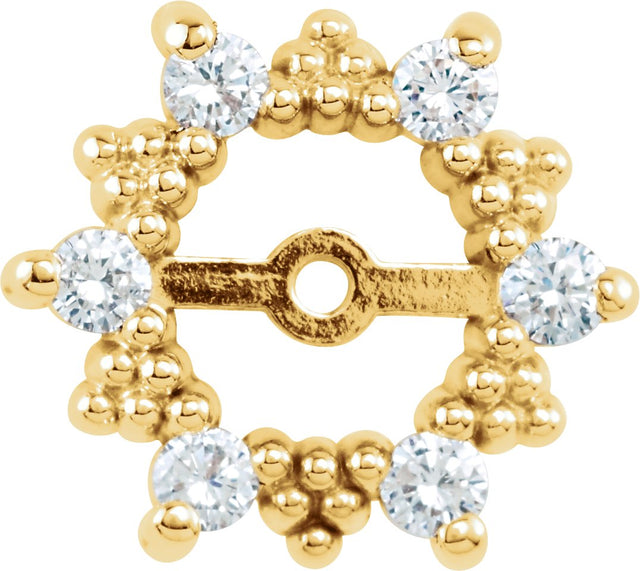 14K Gold Natural Diamond Halo-Style Earring Jackets - Yellow Gold